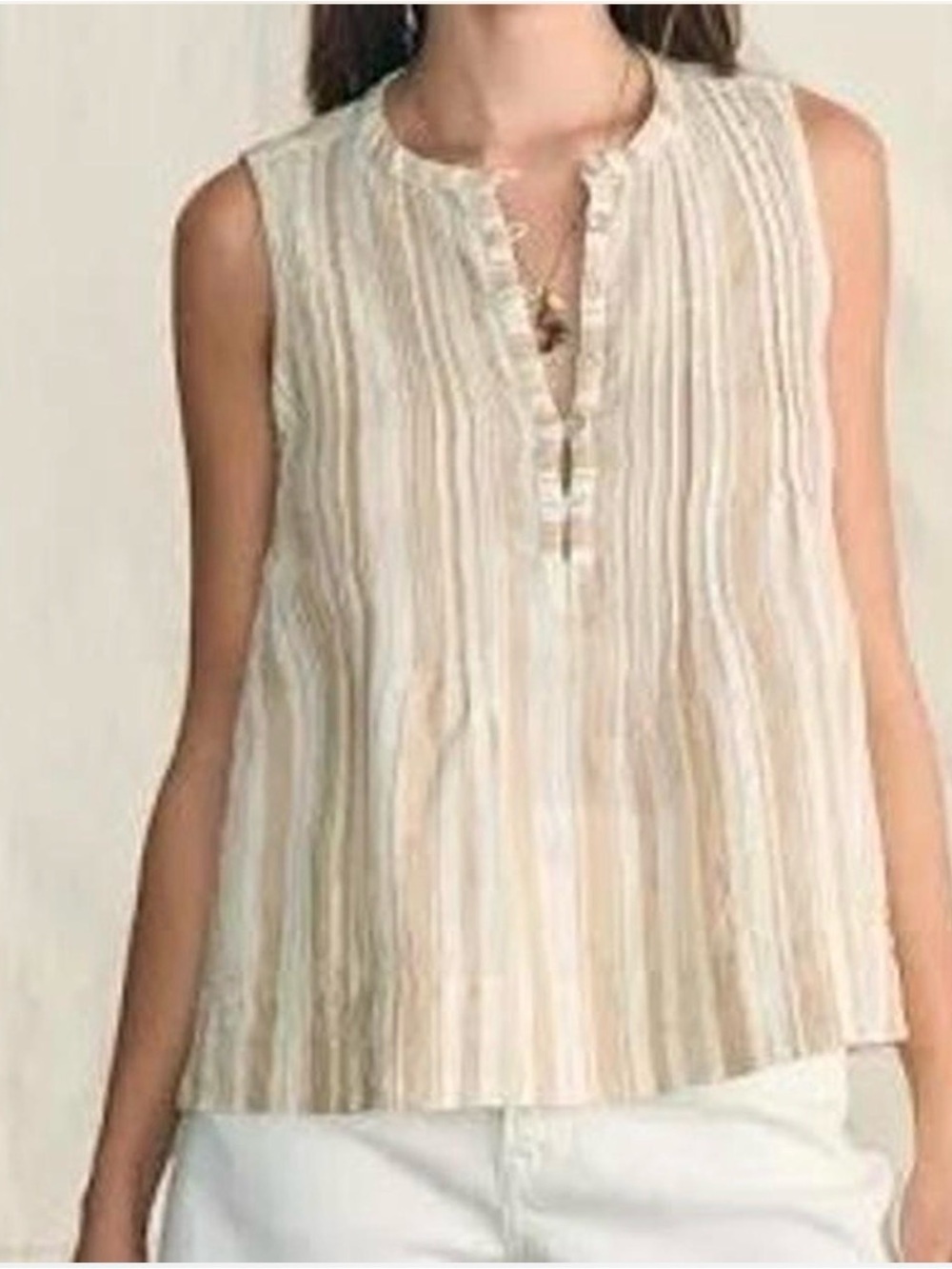 FAHERTY Isha 100% Linen Sleeveless Blouse Size M